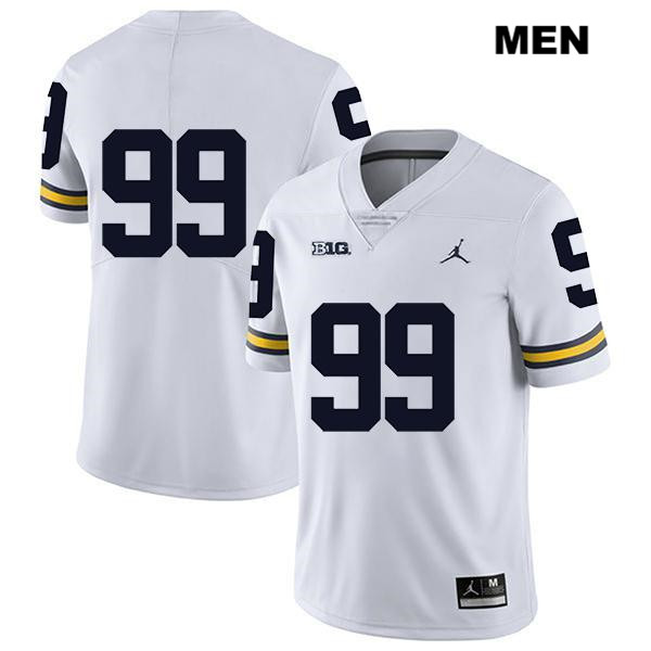 Men's NCAA Michigan Wolverines Gabe Newburg #99 No Name White Jordan Brand Authentic Stitched Legend Football College Jersey KU25N48IK
